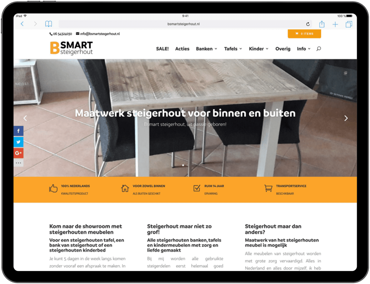 afbeelding tablet B-Smart Steigerhout